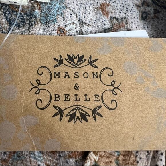 Mason & Belle Floral Ruffle Blouse Top Womens Large Split Neck Long Sleeve Boho - Picture 5 of 6